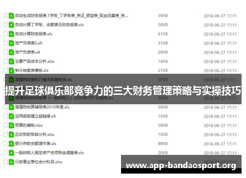 提升足球俱乐部竞争力的三大财务管理策略与实操技巧